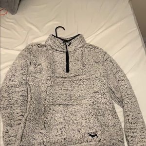 Pink Victoria’s Secret gray Sherpa half zip
